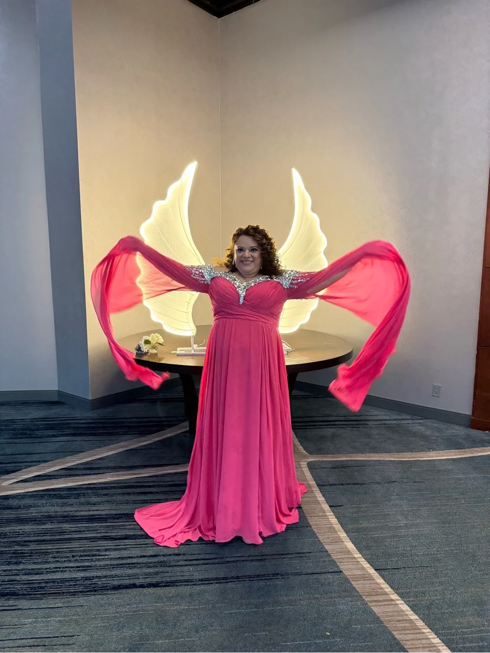 Queen Hot Pink Evening Gown